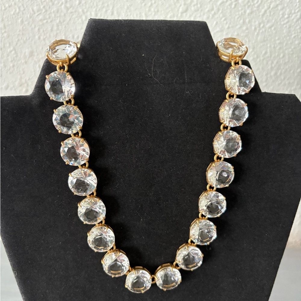 J. Crew Gold Necklace with Clear Crystals